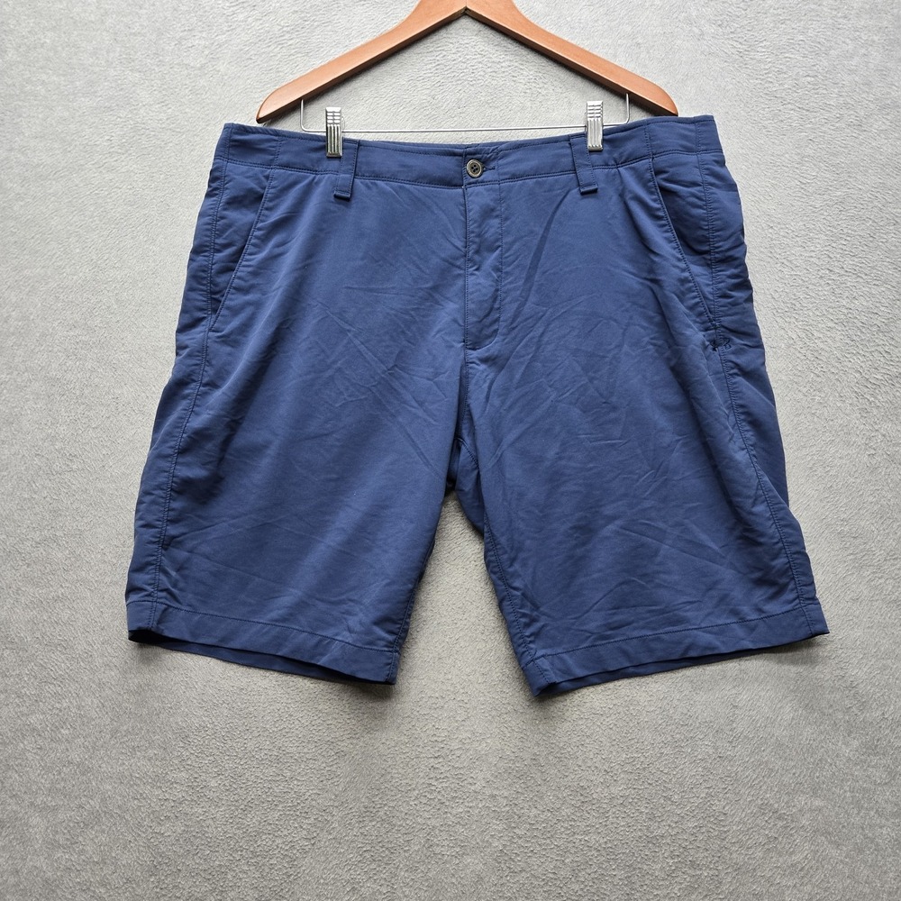 Under Armour Men Activewear Shorts 40 Blue Nylon Polyester Chino Heatgear Logo